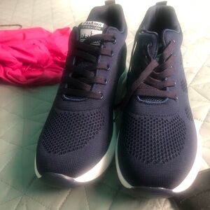 Blue wedge walking shoes